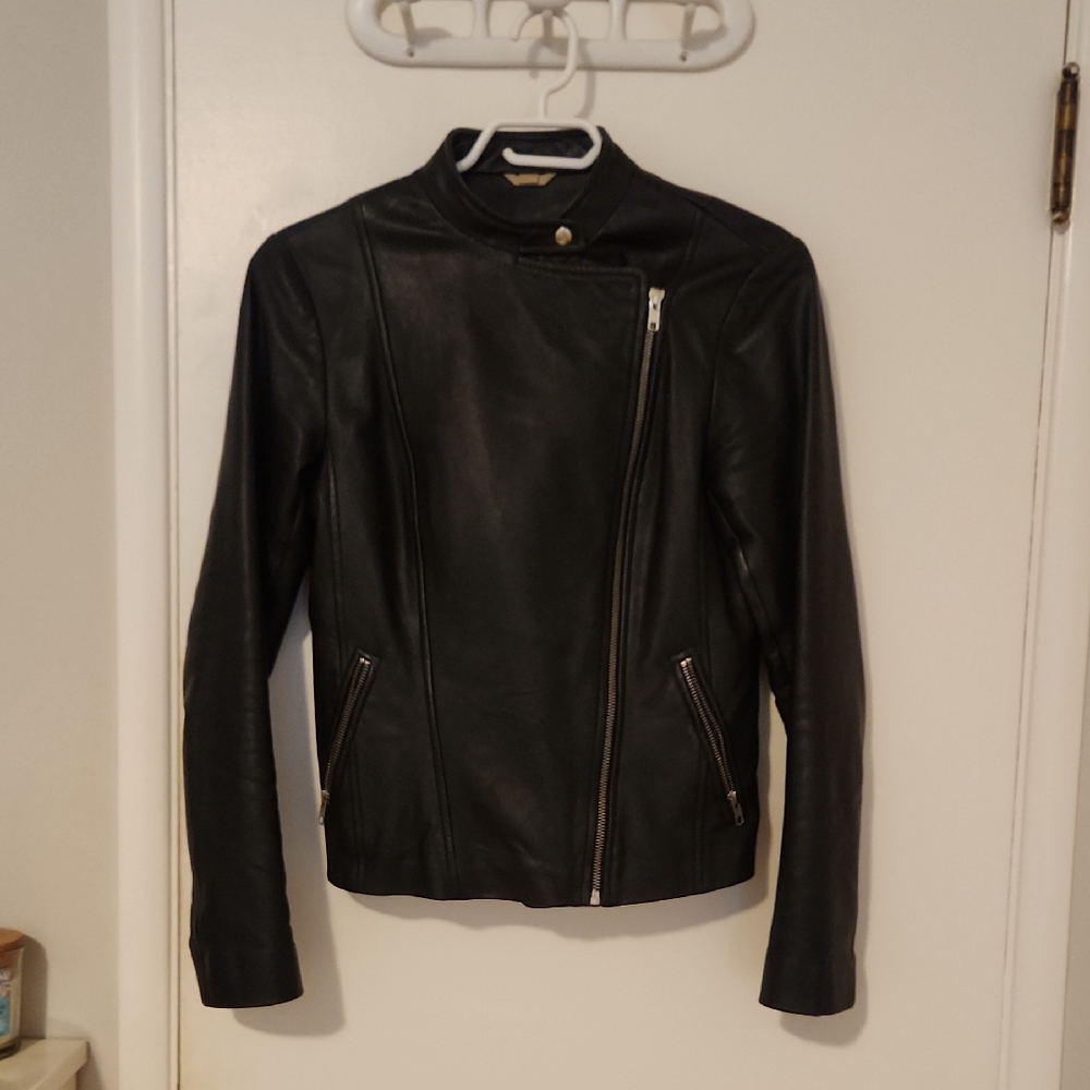 Soia & Kyo Asymmetrical Black Leather Jacket Size Small